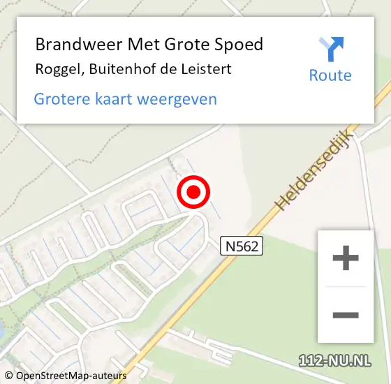 Locatie op kaart van de 112 melding: Brandweer Met Grote Spoed Naar Roggel, Buitenhof de Leistert op 10 juni 2022 00:37