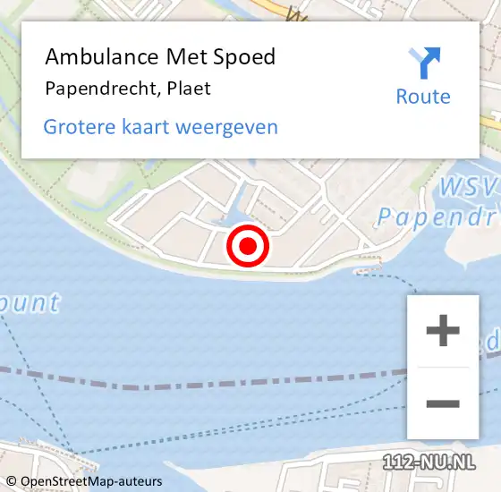 Locatie op kaart van de 112 melding: Ambulance Met Spoed Naar Papendrecht, Plaet op 10 juni 2022 01:34