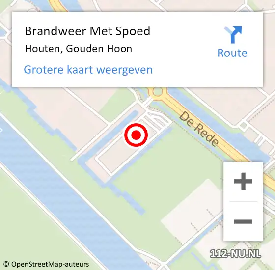 Locatie op kaart van de 112 melding: Brandweer Met Spoed Naar Houten, Gouden Hoon op 10 juni 2022 02:10