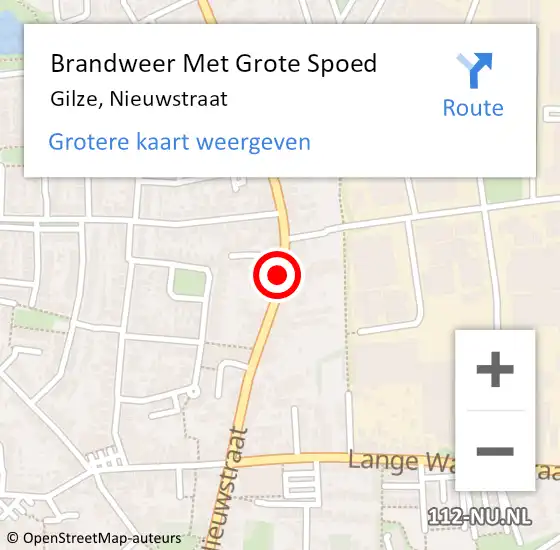Locatie op kaart van de 112 melding: Brandweer Met Grote Spoed Naar Gilze, Nieuwstraat op 10 juni 2022 02:45