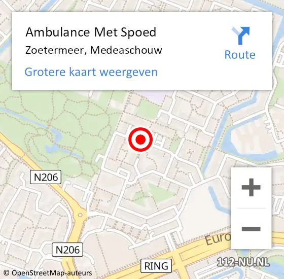 Locatie op kaart van de 112 melding: Ambulance Met Spoed Naar Zoetermeer, Medeaschouw op 10 juni 2022 03:35