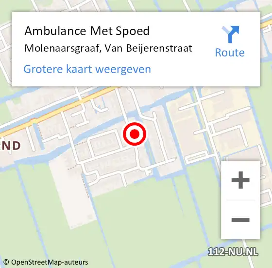 Locatie op kaart van de 112 melding: Ambulance Met Spoed Naar Molenaarsgraaf, Van Beijerenstraat op 10 juni 2022 04:28