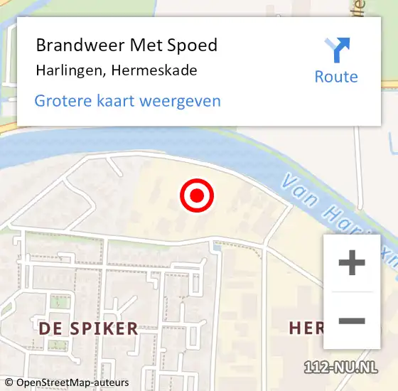 Locatie op kaart van de 112 melding: Brandweer Met Spoed Naar Harlingen, Hermeskade op 19 juli 2014 18:04