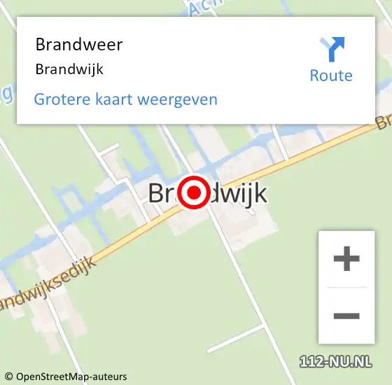 Locatie op kaart van de 112 melding: Brandweer Brandwijk op 19 juli 2014 18:04