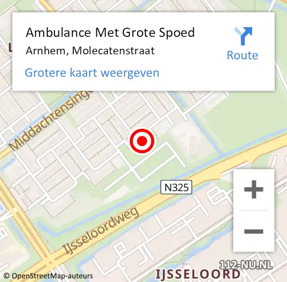 Locatie op kaart van de 112 melding: Ambulance Met Grote Spoed Naar Arnhem, Molecatenstraat op 10 juni 2022 05:13