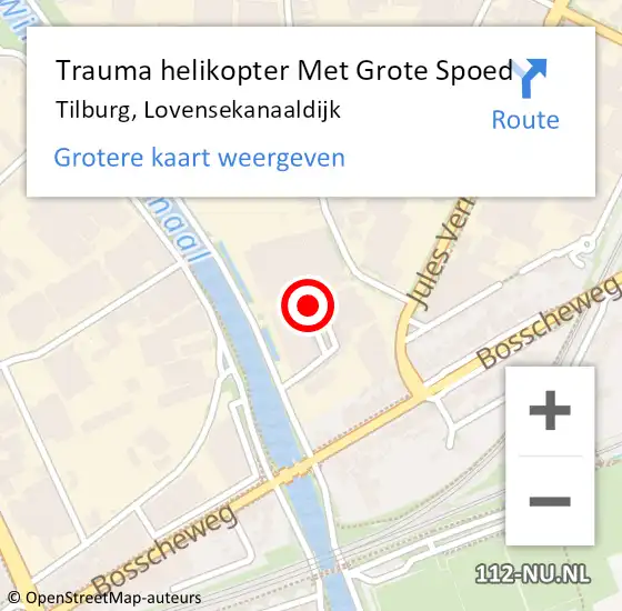 Locatie op kaart van de 112 melding: Trauma helikopter Met Grote Spoed Naar Tilburg, Lovensekanaaldijk op 10 juni 2022 06:02