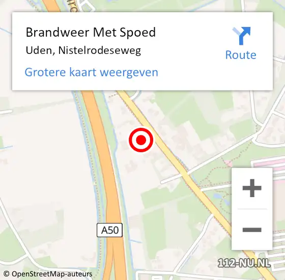 Locatie op kaart van de 112 melding: Brandweer Met Spoed Naar Uden, Nistelrodeseweg op 10 juni 2022 06:04
