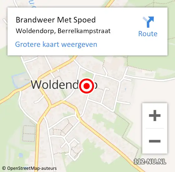 Locatie op kaart van de 112 melding: Brandweer Met Spoed Naar Woldendorp, Berrelkampstraat op 19 juli 2014 18:12