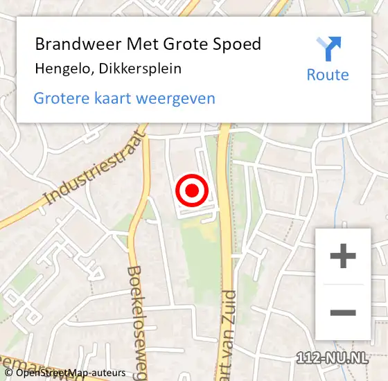 Locatie op kaart van de 112 melding: Brandweer Met Grote Spoed Naar Hengelo, Dikkersplein op 10 juni 2022 07:34