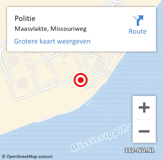 Locatie op kaart van de 112 melding: Politie Maasvlakte, Missouriweg op 10 juni 2022 08:08