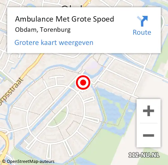 Locatie op kaart van de 112 melding: Ambulance Met Grote Spoed Naar Obdam, Torenburg op 10 juni 2022 08:11