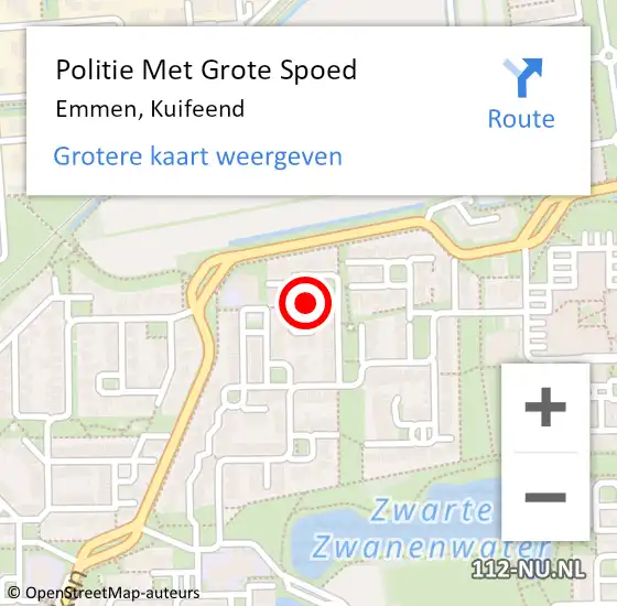 Locatie op kaart van de 112 melding: Politie Met Grote Spoed Naar Emmen, Kuifeend op 10 juni 2022 08:16