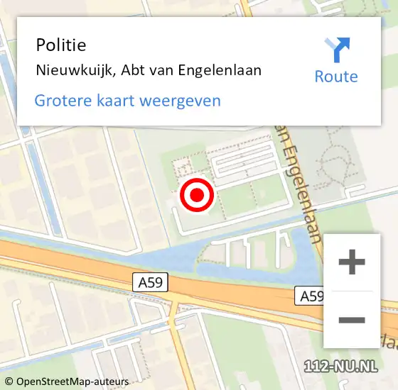 Locatie op kaart van de 112 melding: Politie Nieuwkuijk, Abt van Engelenlaan op 10 juni 2022 08:29