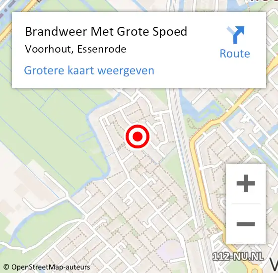 Locatie op kaart van de 112 melding: Brandweer Met Grote Spoed Naar Voorhout, Essenrode op 10 juni 2022 08:29