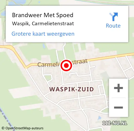 Locatie op kaart van de 112 melding: Brandweer Met Spoed Naar Waspik, Carmelietenstraat op 10 juni 2022 08:52
