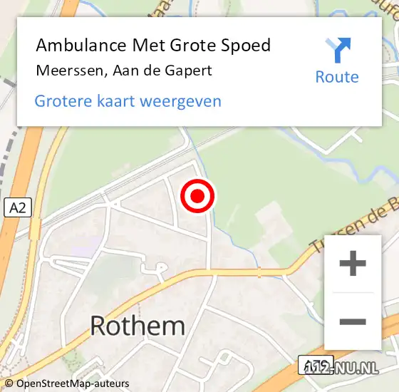 Locatie op kaart van de 112 melding: Ambulance Met Grote Spoed Naar Meerssen, Aan de Gapert op 19 juli 2014 18:20