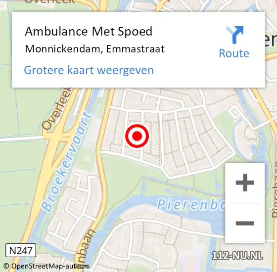 Locatie op kaart van de 112 melding: Ambulance Met Spoed Naar Monnickendam, Emmastraat op 10 juni 2022 09:31