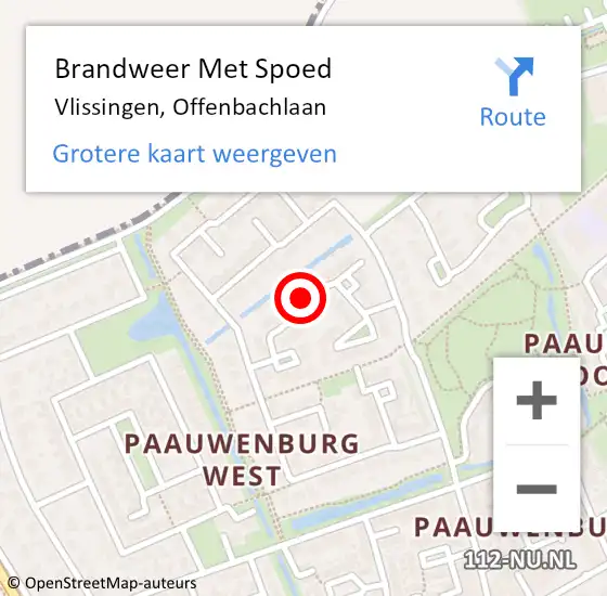 Locatie op kaart van de 112 melding: Brandweer Met Spoed Naar Vlissingen, Offenbachlaan op 10 juni 2022 09:36