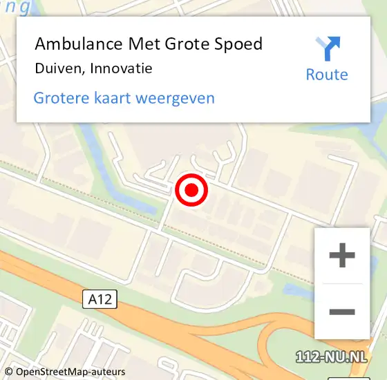 Locatie op kaart van de 112 melding: Ambulance Met Grote Spoed Naar Duiven, Innovatie op 10 juni 2022 09:50