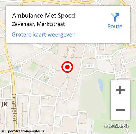 Locatie op kaart van de 112 melding: Ambulance Met Spoed Naar Zevenaar, Marktstraat op 10 juni 2022 09:51