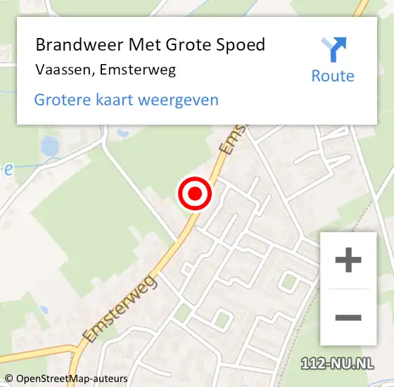 Locatie op kaart van de 112 melding: Brandweer Met Grote Spoed Naar Vaassen, Emsterweg op 10 juni 2022 09:52