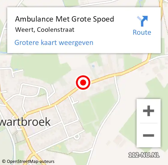 Locatie op kaart van de 112 melding: Ambulance Met Grote Spoed Naar Weert, Coolenstraat op 10 juni 2022 09:57