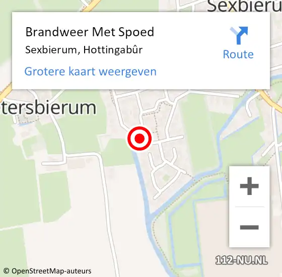 Locatie op kaart van de 112 melding: Brandweer Met Spoed Naar Sexbierum, Hottingabûr op 10 juni 2022 09:59