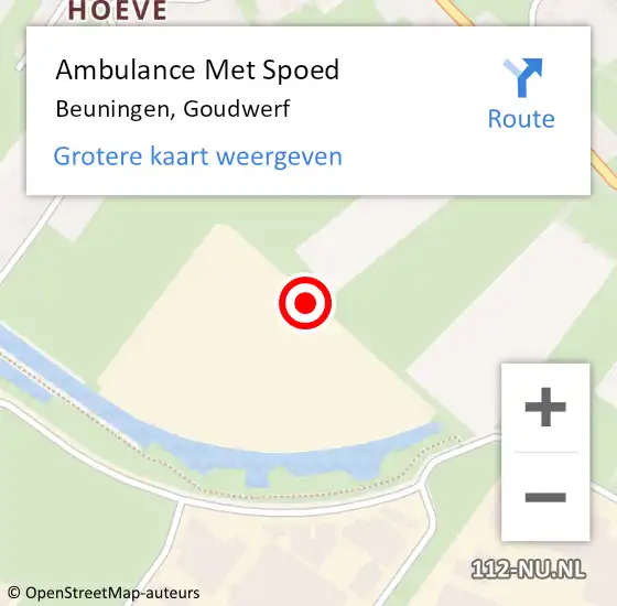 Locatie op kaart van de 112 melding: Ambulance Met Spoed Naar Beuningen, Goudwerf op 10 juni 2022 10:15