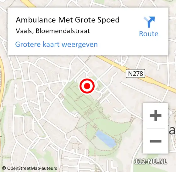 Locatie op kaart van de 112 melding: Ambulance Met Grote Spoed Naar Vaals, Bloemendalstraat op 19 juli 2014 18:32