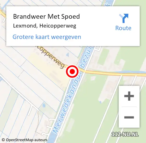 Locatie op kaart van de 112 melding: Brandweer Met Spoed Naar Lexmond, Heicopperweg op 10 juni 2022 10:34