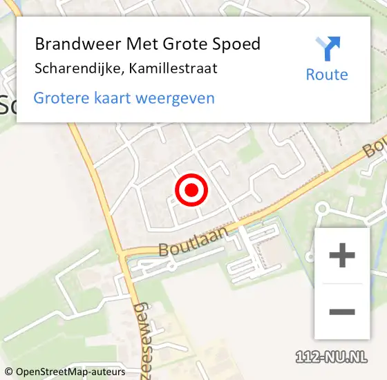 Locatie op kaart van de 112 melding: Brandweer Met Grote Spoed Naar Scharendijke, Kamillestraat op 10 juni 2022 10:52
