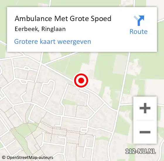 Locatie op kaart van de 112 melding: Ambulance Met Grote Spoed Naar Eerbeek, Ringlaan op 10 juni 2022 10:58