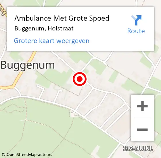 Locatie op kaart van de 112 melding: Ambulance Met Grote Spoed Naar Buggenum, Holstraat op 10 juni 2022 11:02