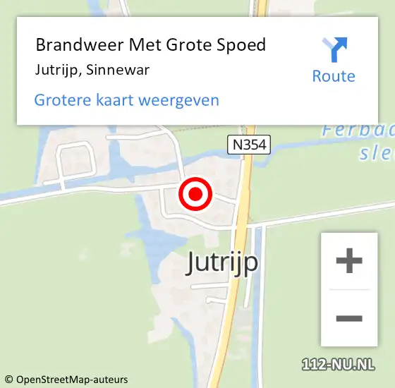 Locatie op kaart van de 112 melding: Brandweer Met Grote Spoed Naar Jutrijp, Sinnewar op 10 juni 2022 11:08