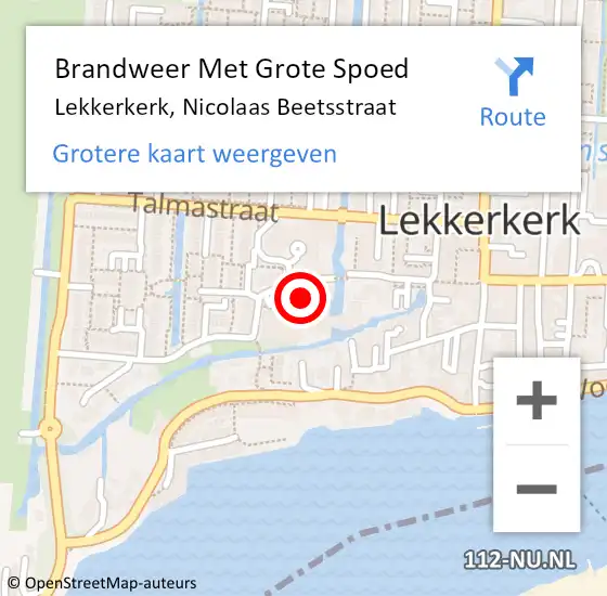Locatie op kaart van de 112 melding: Brandweer Met Grote Spoed Naar Lekkerkerk, Nicolaas Beetsstraat op 10 juni 2022 11:15