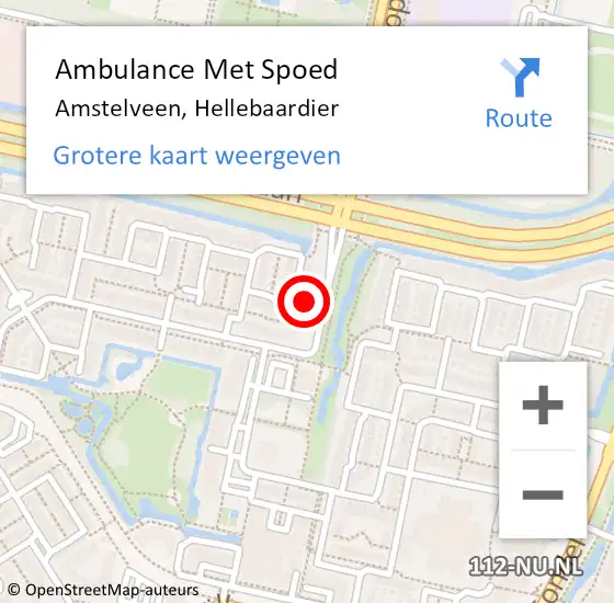 Locatie op kaart van de 112 melding: Ambulance Met Spoed Naar Amstelveen, Hellebaardier op 10 juni 2022 11:15