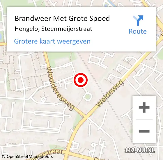 Locatie op kaart van de 112 melding: Brandweer Met Grote Spoed Naar Hengelo, Steenmeijerstraat op 10 juni 2022 11:25