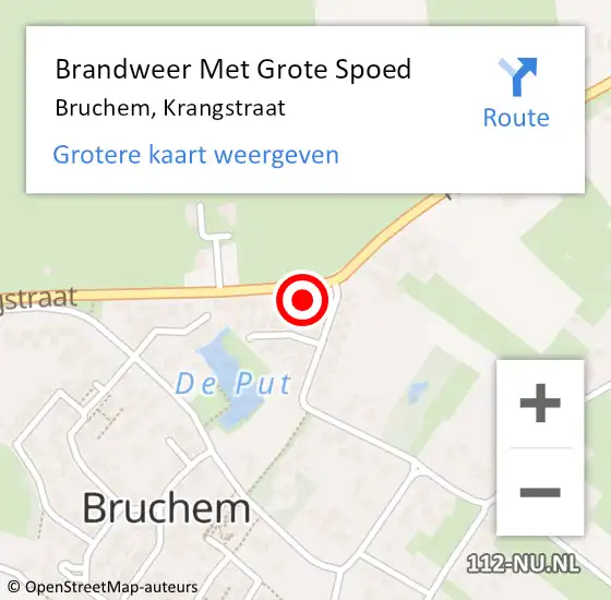 Locatie op kaart van de 112 melding: Brandweer Met Grote Spoed Naar Bruchem, Krangstraat op 10 juni 2022 11:40