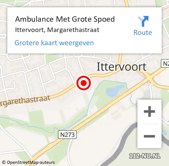 Locatie op kaart van de 112 melding: Ambulance Met Grote Spoed Naar Ittervoort, Margarethastraat op 10 juni 2022 11:43