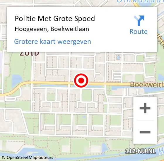 Locatie op kaart van de 112 melding: Politie Met Grote Spoed Naar Hoogeveen, Boekweitlaan op 10 juni 2022 11:49