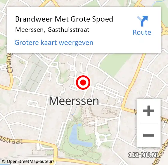 Locatie op kaart van de 112 melding: Brandweer Met Grote Spoed Naar Meerssen, Gasthuisstraat op 10 juni 2022 11:56