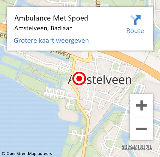 Locatie op kaart van de 112 melding: Ambulance Met Spoed Naar Amstelveen, Badlaan op 10 juni 2022 12:30