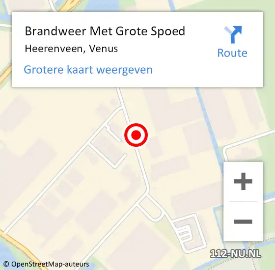Locatie op kaart van de 112 melding: Brandweer Met Grote Spoed Naar Heerenveen, Venus op 10 juni 2022 12:42