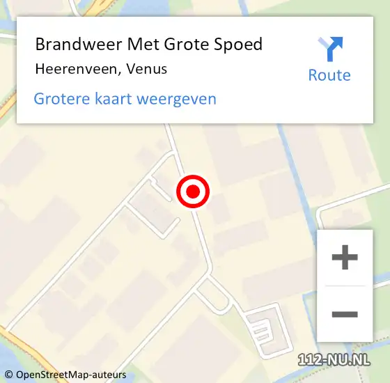 Locatie op kaart van de 112 melding: Brandweer Met Grote Spoed Naar Heerenveen, Venus op 10 juni 2022 12:45