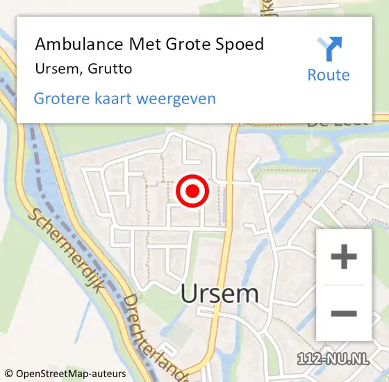 Locatie op kaart van de 112 melding: Ambulance Met Grote Spoed Naar Ursem, Grutto op 10 juni 2022 12:51