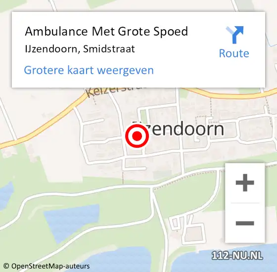 Locatie op kaart van de 112 melding: Ambulance Met Grote Spoed Naar IJzendoorn, Smidstraat op 10 juni 2022 13:02
