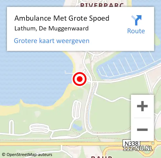 Locatie op kaart van de 112 melding: Ambulance Met Grote Spoed Naar Lathum, De Muggenwaard op 10 juni 2022 13:05