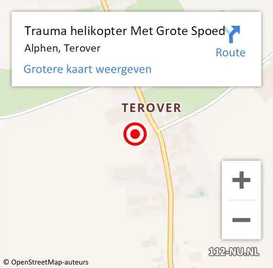Locatie op kaart van de 112 melding: Trauma helikopter Met Grote Spoed Naar Alphen, Terover op 10 juni 2022 13:22