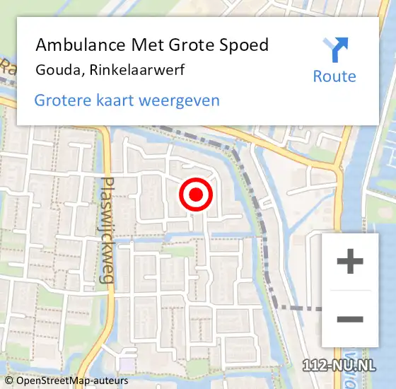 Locatie op kaart van de 112 melding: Ambulance Met Grote Spoed Naar Gouda, Rinkelaarwerf op 10 juni 2022 13:24