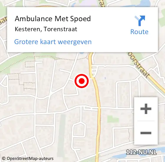 Locatie op kaart van de 112 melding: Ambulance Met Spoed Naar Kesteren, Torenstraat op 10 juni 2022 13:41